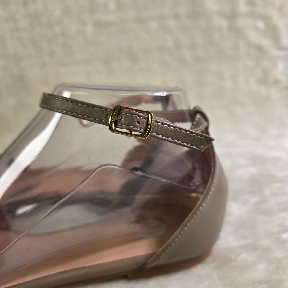 Journee Collection Reba Flats Taupe Ankle Strap Pointed Toe Womens 7.5 New - Picture 2 of 6